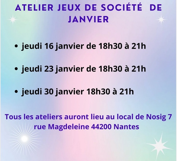 Agenda Atelier jeux de société