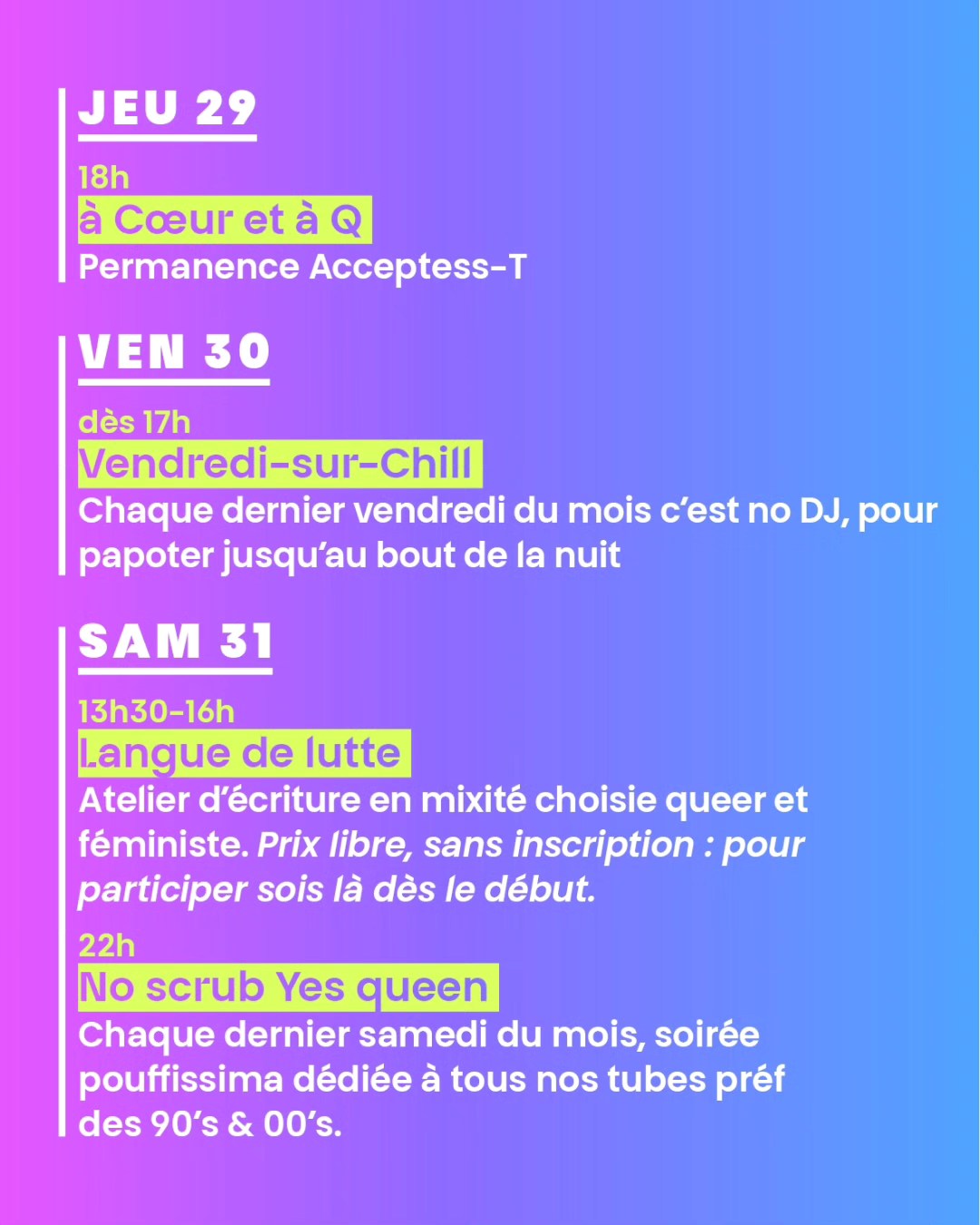 Langue de lutte • Agenda