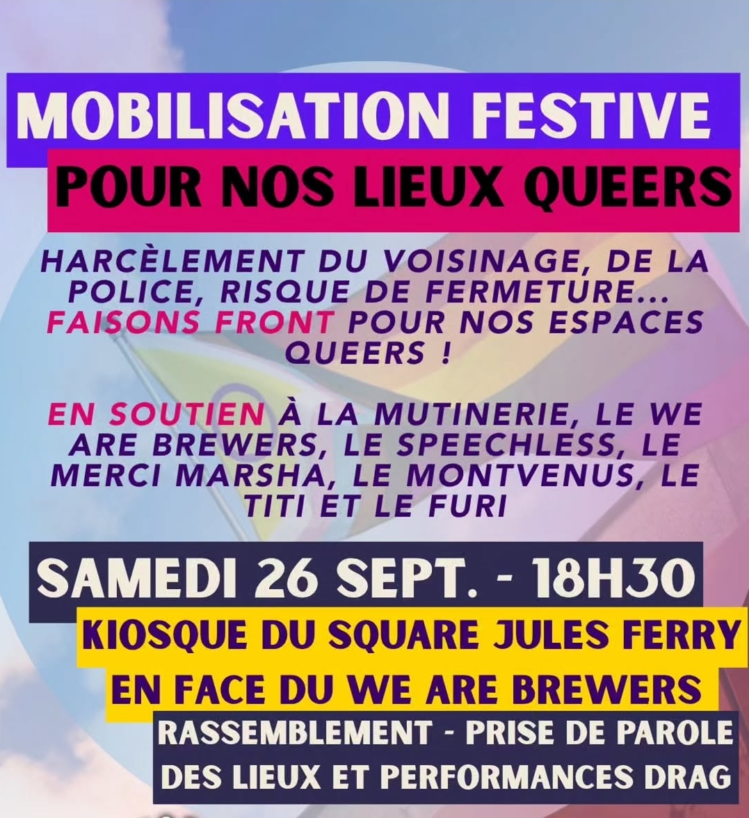 Mobilsation festive pour nos lieux queers