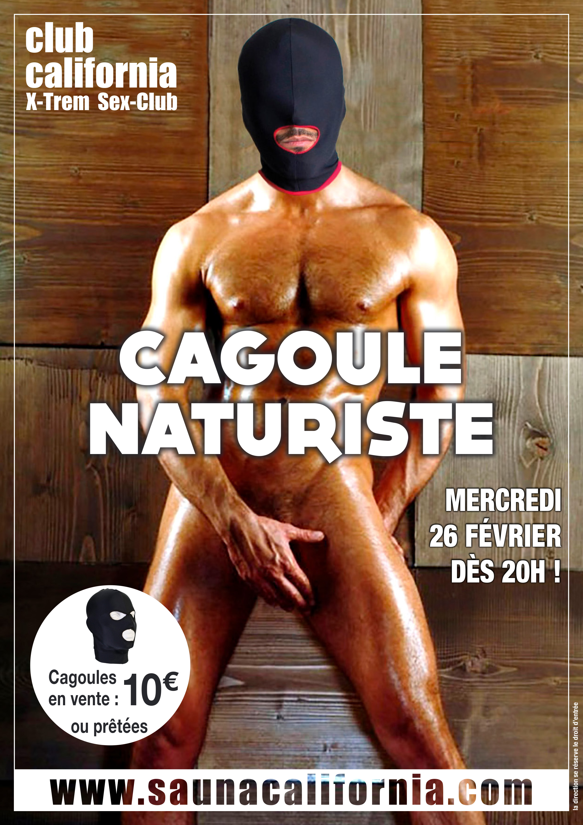 Agenda Ouvert à partir de 12h - soirée cagoule naturiste à partir de 20h