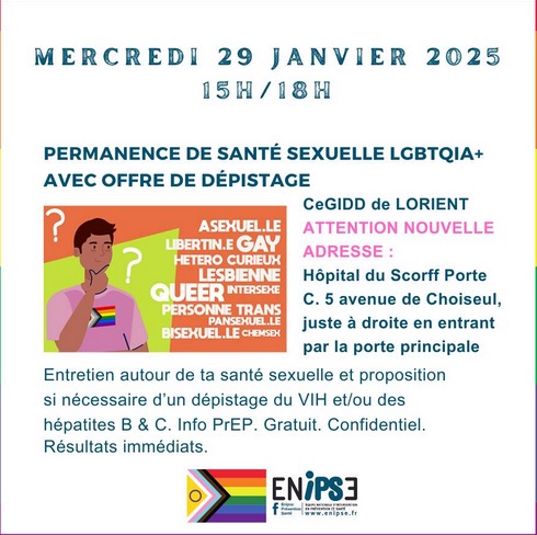 Agenda Permanence de santé sexuelle LGBTQIA+ avec offre de dépistage