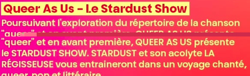 Queer as us - Stardust show