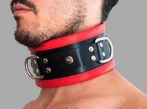 Fetish store - Collier de bondage noir/rouge en cuir